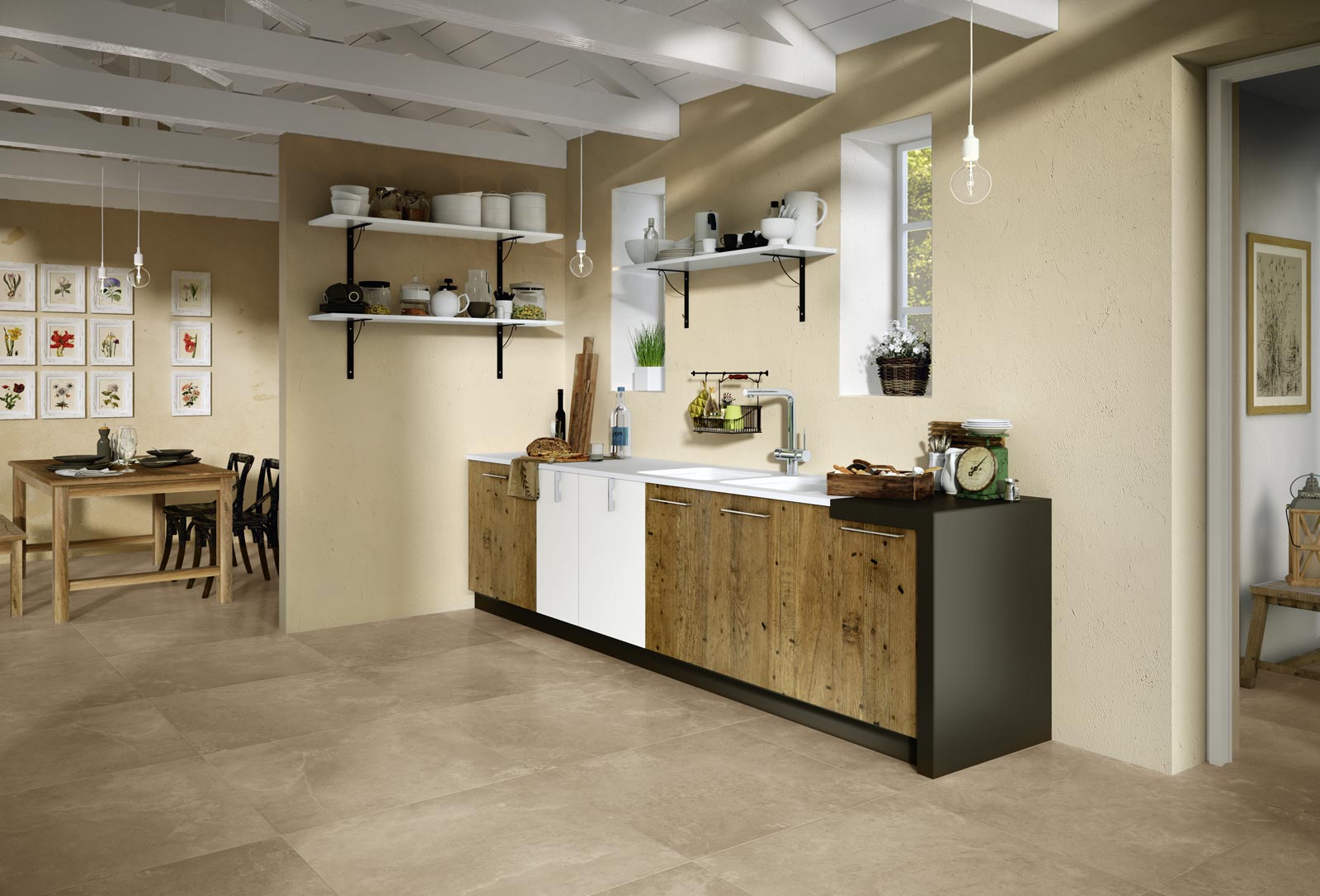De traditionele woonstijl in combinatie met steen- of houtlook tegels